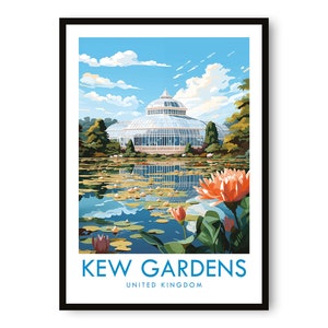 Impression de voyage Kew Gardens, affiche de voyage Kew Gardens, impression du Royaume-Uni, décoration de voyage, impression populaire, cadeau d'anniversaire, A1/A2/A3/A4/A5