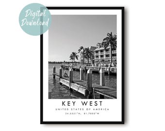 Key West Travel Poster Digital Download | Minimilist Wall Art | Printable City Decor