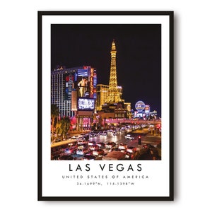 Impresión de viaje a Las Vegas, póster de Las Vegas, decoración de pared única, decoración del hogar a color, Las Vegas de Estados Unidos, regalo popular A1/A2/A3/A4/A5