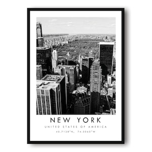 Impression de voyage à New York, impression d'affiche de New York, art mural New York minimaliste, impression de carte de New York, impressions de New York, Central Park