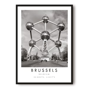 Brussels Travel Print, Brussels Poster, Unique Wallart Decor, Black and White Home Decor, Belgium Brussels Popular Print A1/A2/A3/A4/A5