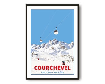 Courchevel Ski Poster: France Travel Print, Skiing Wall Art