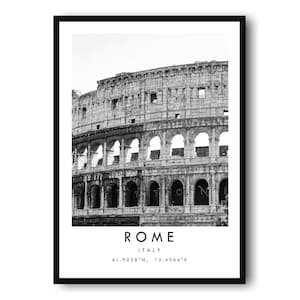 Rome Colosseum Print: Black and White Italy Travel Poster image 1