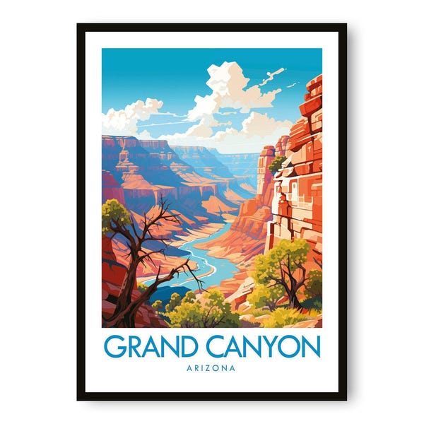 Póster de viaje del Gran Cañón: Lámina artística del paisaje de Arizona