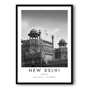 New Delhi Travel Print, India Poster, Black and White Print, Unique Wall Art,  Minimalist Home Decor, City  A1/A2/A3/A4/A5