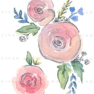 Original Kunstwerk, Handgemalte Aquarell Blumen