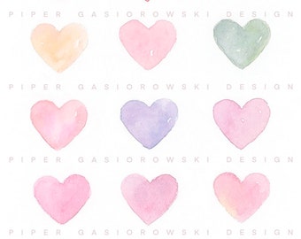 Original Artwork, Hand Painted Watercolor Hearts