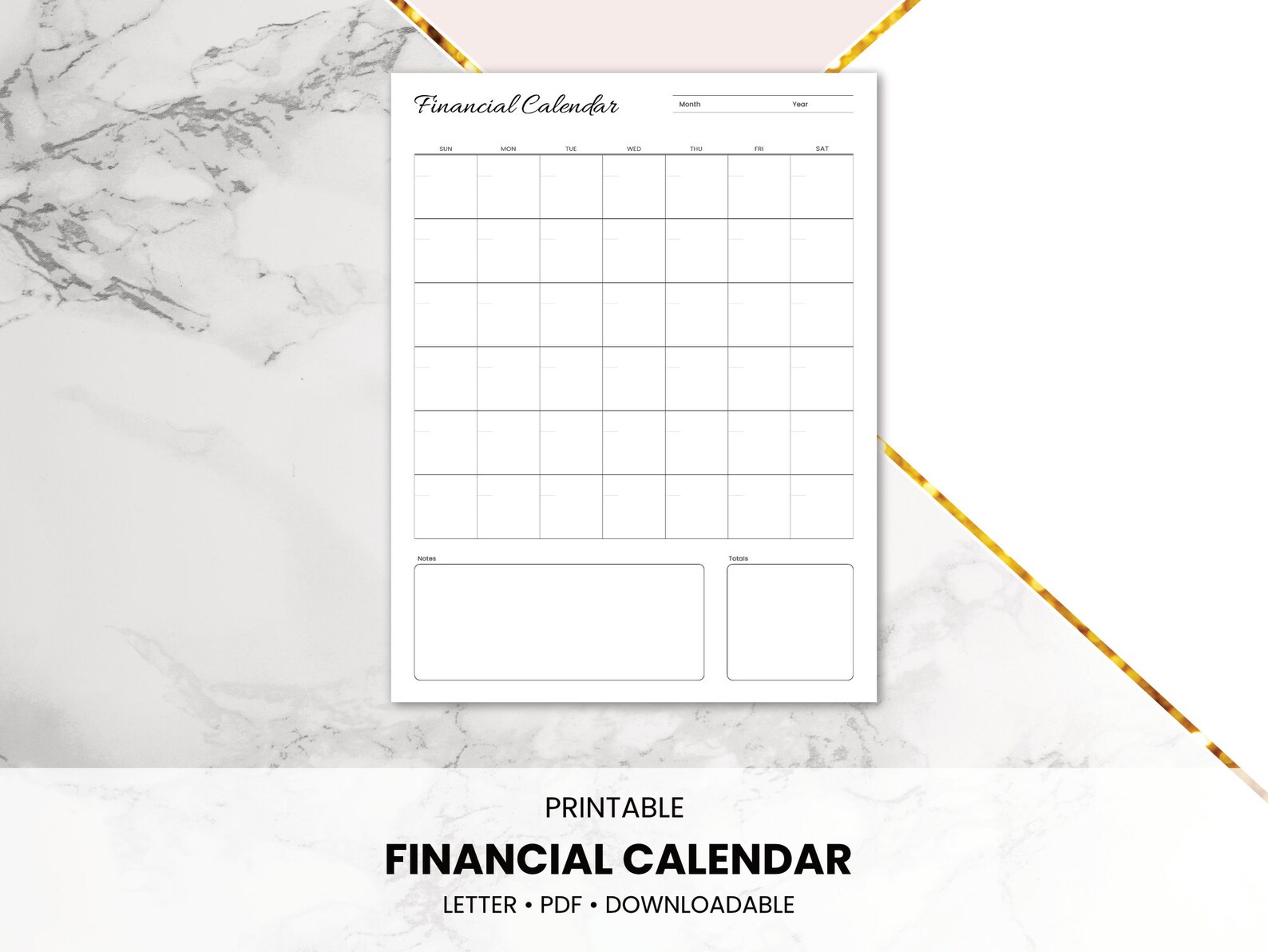 Financial Calendar Editable Template Business Expense Etsy