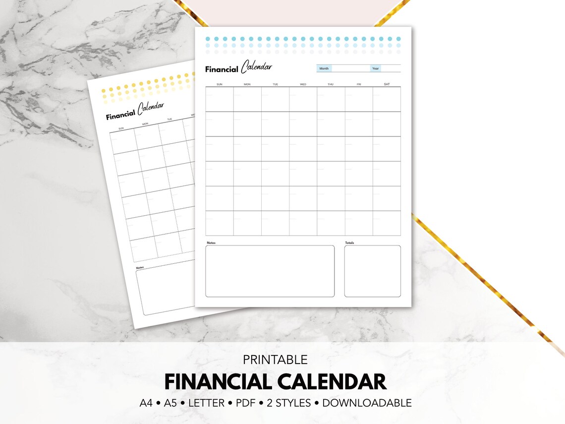 Financial Calendar Editable Template Business Expense | Etsy