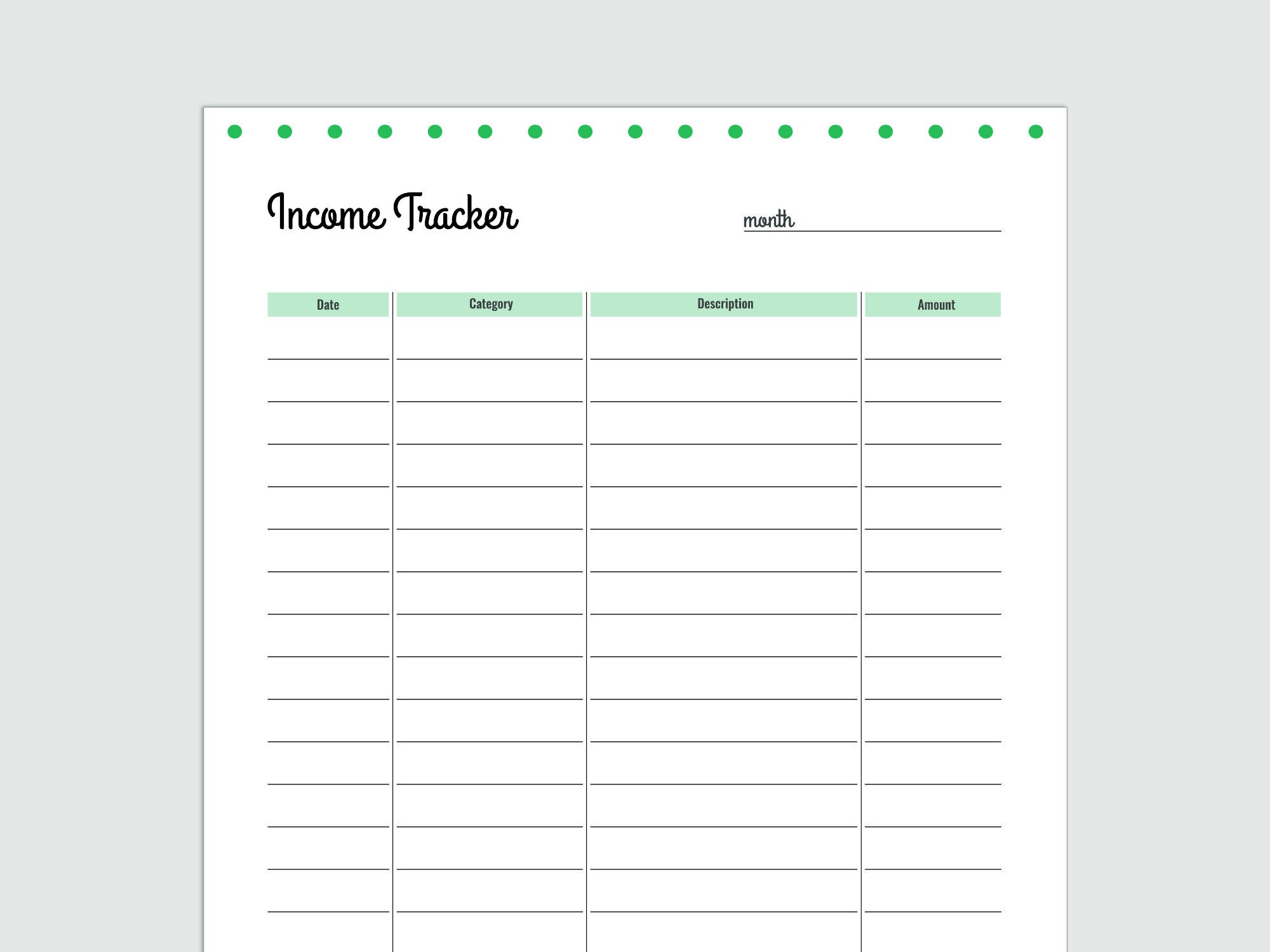 Income Tracker Form, Income Sheet Budget Planner, Financial Planner ...