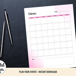 Printable Blank Portrait Calendar, Desk Calendar, Wall Calendar ...