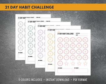 21 Day Habit Challenge Printable, Goal Tracker (PDF)