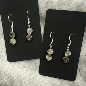 Power Shell Earrings Abalone Shell 925 Silver Hooks
