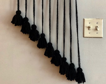Black Home Decor Wall yarn Hanging - boho/minimalistic