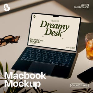 Macbook-mockup | Realistisk laptop-mockup för designers | Mockup för sociala medier och varumärkesbyggande | Mockup för webbdesign i PSD
