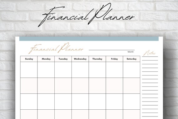 Financial Calendar Printable Financial Planner Printable | Etsy