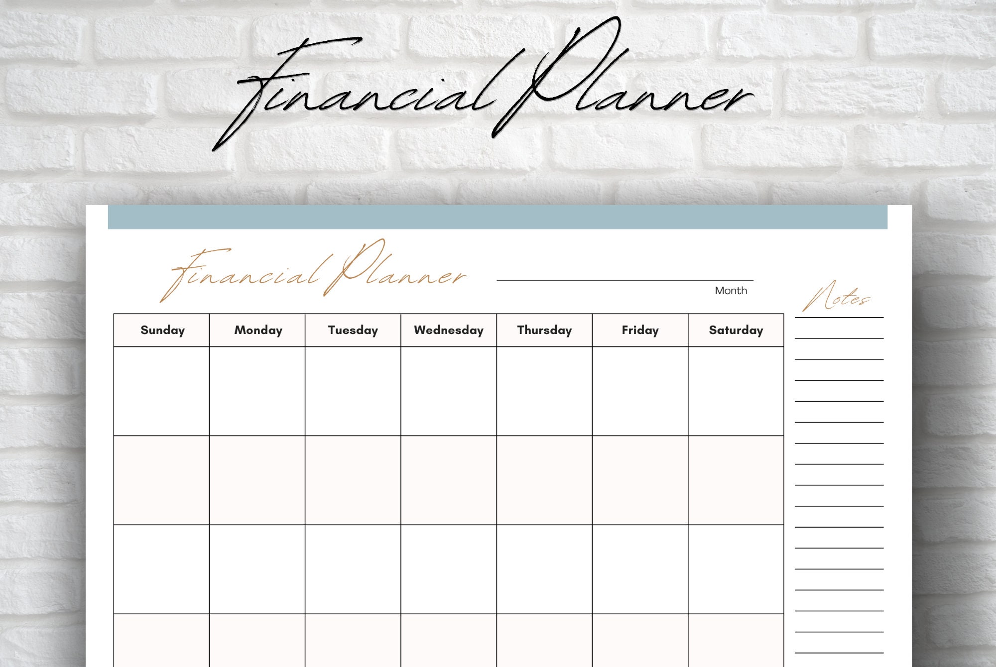 Financial Calendar Printable Financial Planner Printable Etsy