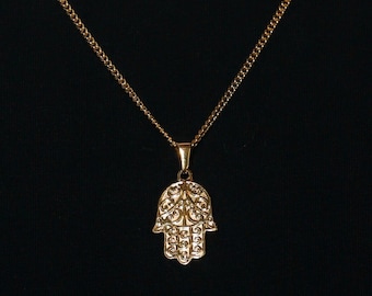 18k Gold Hamsa Pendant Man Evil Eye Charm Pendant Chain for Man Gold Jewelry Man Necklace Man Pendant Man Valentines Gift for Him Waterproof