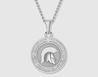 Silver Spartan Warrior Necklace for Men – Greek Pendant, Waterproof Curb Chain, Gift for Him