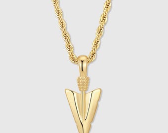 Gold Arrow Necklace for Men – Lucky Tribal Pendant, Waterproof Rope Chain, Gift for Him