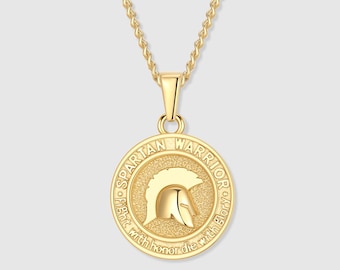 Gold Spartan Warrior Necklace for Men – Greek Helmet Pendant, Waterproof Curb Chain, Gift for Him