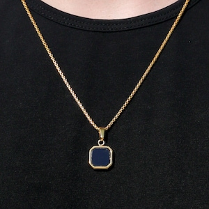 18K ゴールド ブラック オニキス ペンダント ネックレス スクエア ゴールド ペンダントメンズ ゴールド ネックレス ゴールド チェーン  ペンダント メンズ/レディース ジュエリー ギフト - Etsy 日本