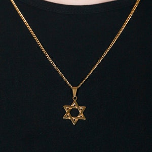 18k Gold Star of David Pendant for Man Necklace Gold Mens Necklace Waterproof Jewelry For Man Gift For Him Mans Valentine Gift For Boyfriend