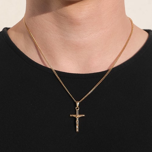 18k Gold Crucifix Necklace Gold Cross 