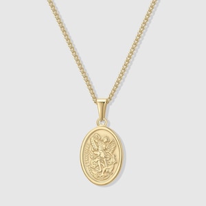 18k Gold St Michael Pendant Saint Michael Medal Man Pendant Man Necklace for Men Pendant for Men Gold Man Necklace Gift Mans Gift For Dad
