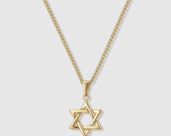 Star Of David Necklace Gold Star Of David Pendant Star David Charm Religious Necklace Waterproof Jewelry First Communion Man Gift Boyfriend