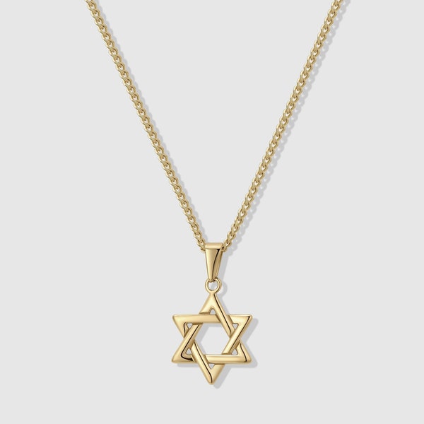 Star Of David Necklace Gold Star Of David Pendant Star David Charm Religious Necklace Waterproof Jewelry First Communion Gift For Man