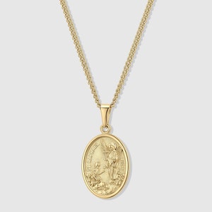 18k Gold St Raphael Pendant Saint Raphael Medal Archangel Raphael Necklace Protector Pendant Necklace For Men Gift For Man Communion Gift