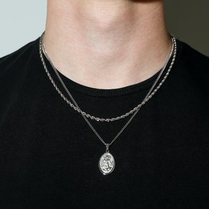 Silver St Michael Pendant Saint Michael Medal Archangel Michael Necklace Protector Pendant Necklace Mans Gift For Boyfriend Gift For Man