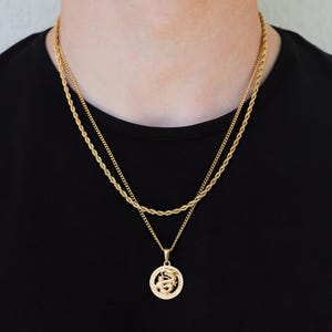 18k Gold Dragon Pendant Necklace Mans Pendant Mens Necklace Mens Dragon Pendant Waterproof Jewelry Gift for Man Boyfriend Gift for Dad
