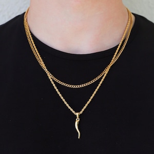 18k gouden hanger Italiaanse hoorn voor mannen Italiaanse hoorn ketting Italiaanse hoorn charme voor man Cornicello-hanger Italiaanse ketting cadeau voor man