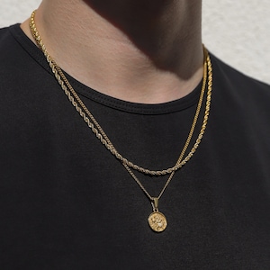 Halsketten-Set für Männer - 18k Gold St Christopher Anhänger Saint Christopher Medaille Mann Anhänger Mann Halskette für Männer Anhänger für Männer Geschenk für Männer