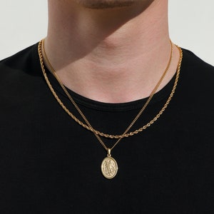 18k Gold St Michael Pendant Saint Michael Medal Man Pendant Man Necklace for Men Pendant for Men Gold Man Necklace Gift for Man Boyfriend image 3