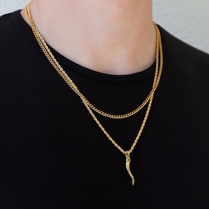 Necklace Set For Men 18k Gold Italian Horn Pendant for Men Italian Horn Necklace Italian Horn Charm Man Cornicello Pendant Italian Necklace