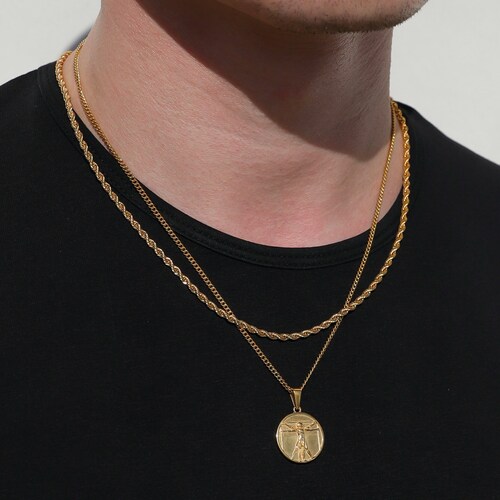 Necklace Set for Men 18k Gold Da Vinci 