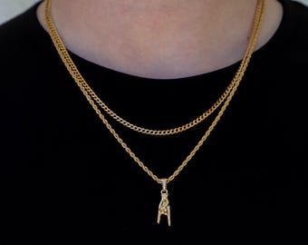 18k Gold Italian Mano Cornuto Pendant for Men Italian Mano Cornuto Necklace Italian Charm For Man Cornicello Pendant Italian Necklace Man