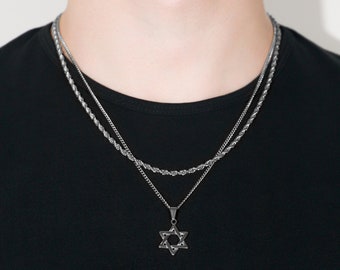 Silver Star of David Pendant for Man Star of David Chain Pendant for Men Magen David Pendant Jewish Star of David Pendant Jewish Pendant
