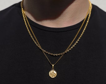 18k Gold St Christopher Pendant Saint Christopher Medal Man Pendant Man Necklace for Men Pendant for Men Gold Man Necklace Gift for Man