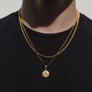 18k gouden Sint-Christoffelhanger Saint Christopher-medaille man hanger man ketting voor mannen hanger voor mannen Gold Mans cadeau voor mannen Dad cadeau