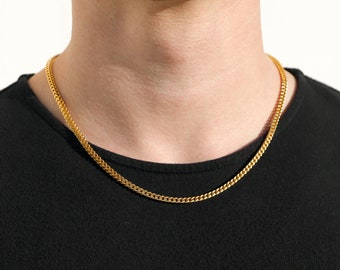18k Gold Franco Chain Mans Gold Jewelry For Men Necklace for Man 3mm Chain Gold Man Chain Men Pendant Chain Man Valentines Gift For Him