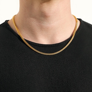 18k Gold Franco Chain Mans Gold Jewelry For Men Necklace for Man 3mm Chain Gold Man Chain Men Pendant Chain Man Valentines Gift For Him image 1