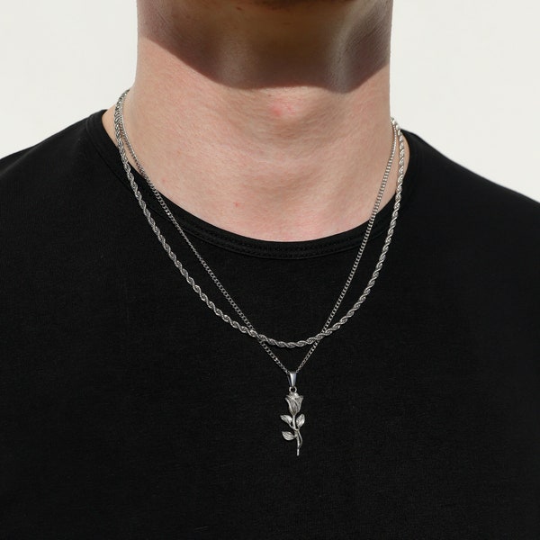 Rose necklace for men clearance