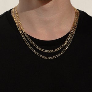 18k Gold Figaro Chain Mens Gold Mens Necklace 5mm Gold Figaro Necklace Gold Figaro Chain For Man Boyfriend Gift For Man Valentines Gift Man