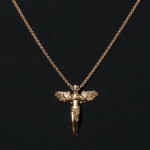 18k Guardian Angel Pendant for Man Necklace Gold Jewelry For Man Valentine Gift Waterproof Jewelry Gold Mens Pendant for Man Valentines Gift