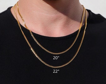 18k Cubaanse schakelketting heren gouden mans Cubaanse schakelketting roestvrij staal 3mm Cubaanse gouden ketting gouden ketting zilveren ketting vriendje cadeau voor hem