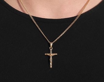 Crucifix Craftd Necklace Whitby Jet 9ct Yellow Gold Filigree Cross Pendant Necklace 568GP